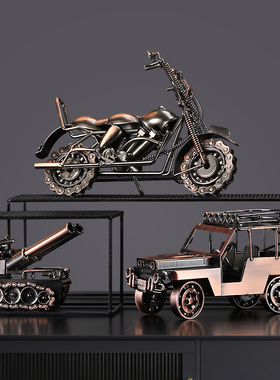 复古铁艺拖拉机金属模型摆设创意书桌家庭家居装饰工艺品书架摆件