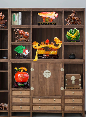 寓意好的摆件客厅新中式家居博古架展示柜酒柜装饰品招财位工艺品