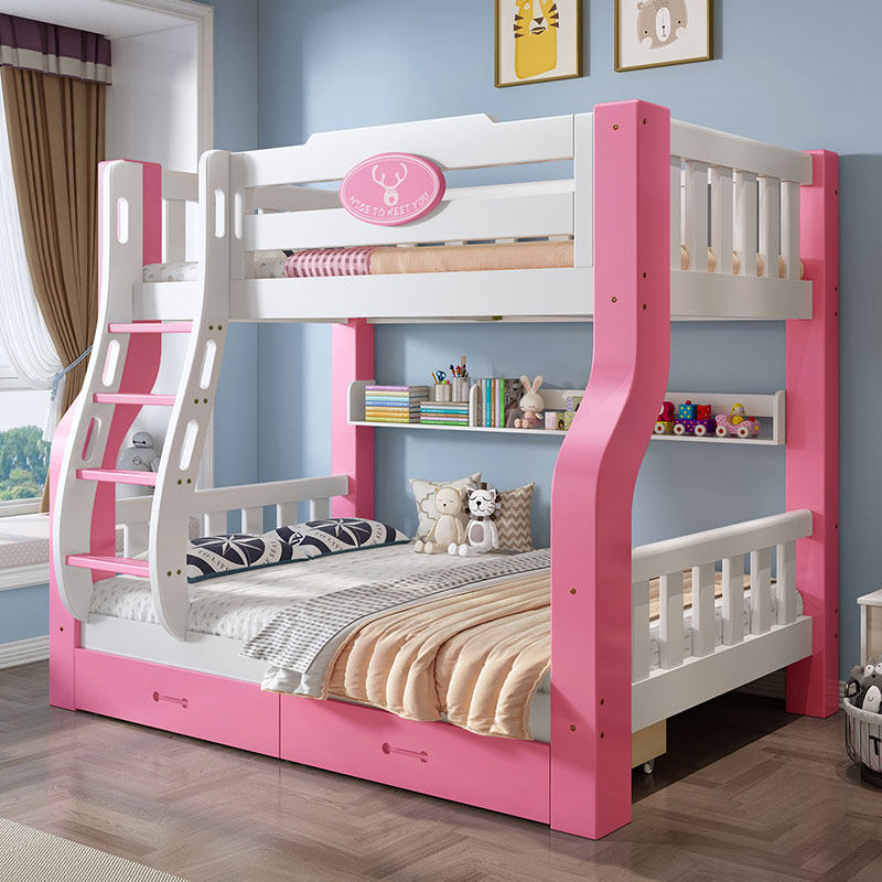 儿童上下床双层床实木两层上下铺男孩女孩高低床粉色小户型子母床,淘宝优惠券,粉丝福利购,淘宝优惠卷