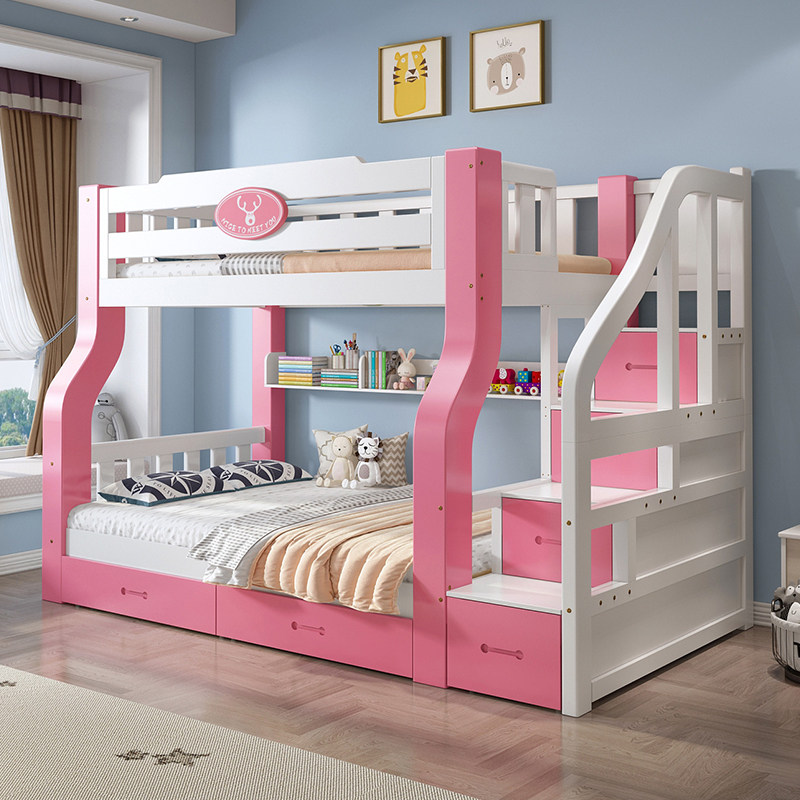 儿童上下床双层床实木两层上下铺男孩女孩高低床粉色小户型子母床,淘宝优惠券,粉丝福利购,淘宝优惠卷