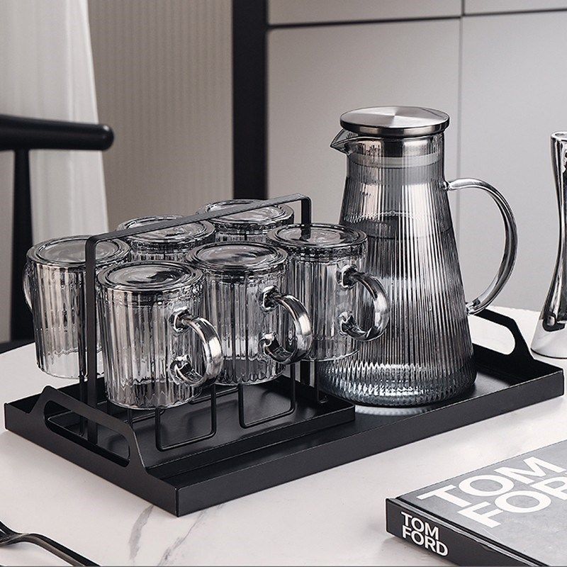 现代高级感玻璃杯套装家用水杯客厅待客茶杯家庭喝水杯子杯架杯具,淘宝优惠券,粉丝福利购,淘宝优惠卷