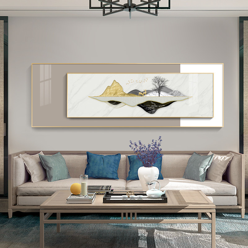 新中式客厅装饰画沙发背景墙挂画轻奢大气山水画中国风晶瓷壁画,淘宝优惠券,粉丝福利购,淘宝优惠卷