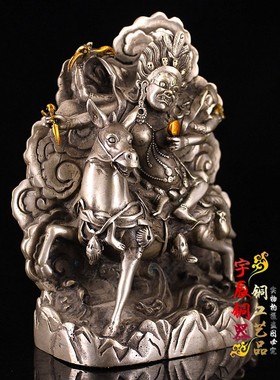 仿古纯铜白铜吉祥天母铜像摆件家居供奉密宗藏佛神像摆件