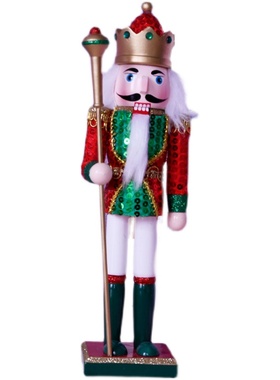 30CM欧式鳞片布胡桃夹子木质士兵国王家居装饰摆件圣诞节日小礼物