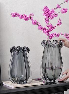 轻奢郁金香琉璃花瓶可水培摆件客厅餐桌样板间售楼处插花花器套装
