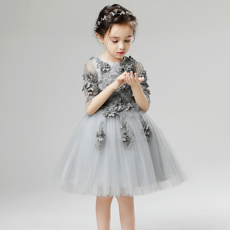 儿童礼服公主裙女童蓬蓬纱长袖钢琴演出服小花童主持人婚纱裙洋气,淘宝优惠券,粉丝福利购,淘宝优惠卷