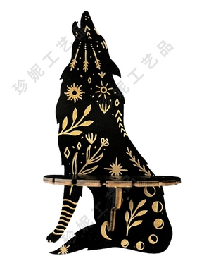 可爱墙架木制水晶架壁挂式展示架装饰木质墙架水晶石收纳架装饰猫