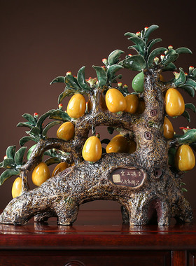 陶瓷工艺精品送礼物家居电视酒柜门客厅饰品植物枇杷金玉满堂摆件