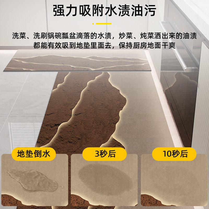 Kitchen floor mat diatom mud absorbent door door non-slip oil-absorbent and stain-resistant foot mat water-absorbent household no-wash wipeable carpet