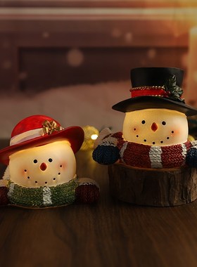 创意圣诞雪人小夜灯摆件氛围感装饰品家居客厅桌面玄关摆设小礼物