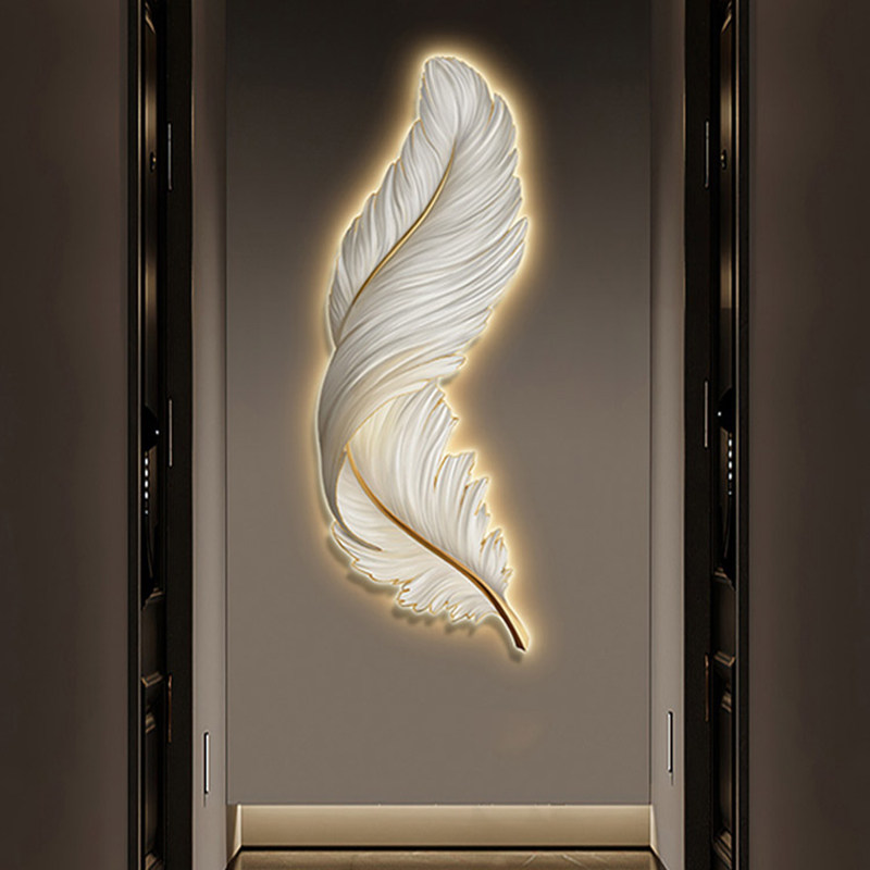 轻奢羽毛玄关装饰画客厅沙发背景墙挂画卧室床头壁画LED气氛灯画,淘宝优惠券,粉丝福利购,淘宝优惠卷