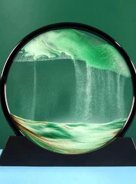 卧室小夜灯流沙画摆件家居饰品公室酒柜装饰轻奢艺术小摆件礼物