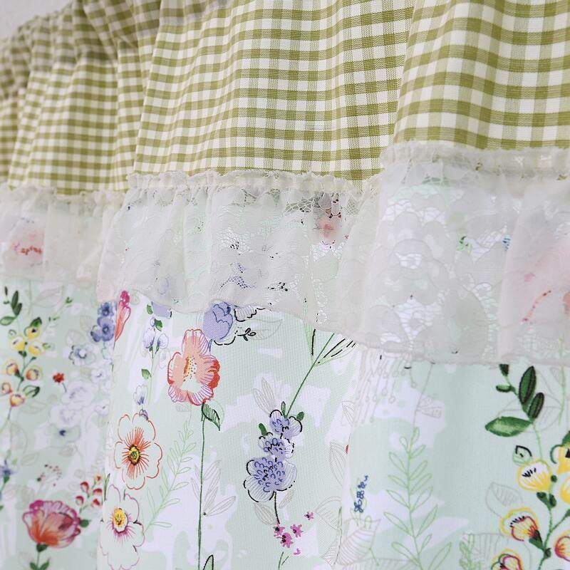 格子半帘田园短帘小卧室儿童窗帘厨房帘飘窗门帘女孩蕾丝纱公主风,淘宝优惠券,粉丝福利购,淘宝优惠卷