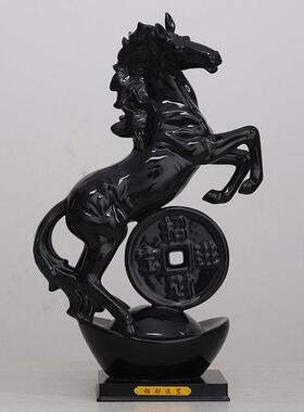 陶瓷马摆件黄色马到成功白瓷器招财马工艺品客厅办公室开业礼品
