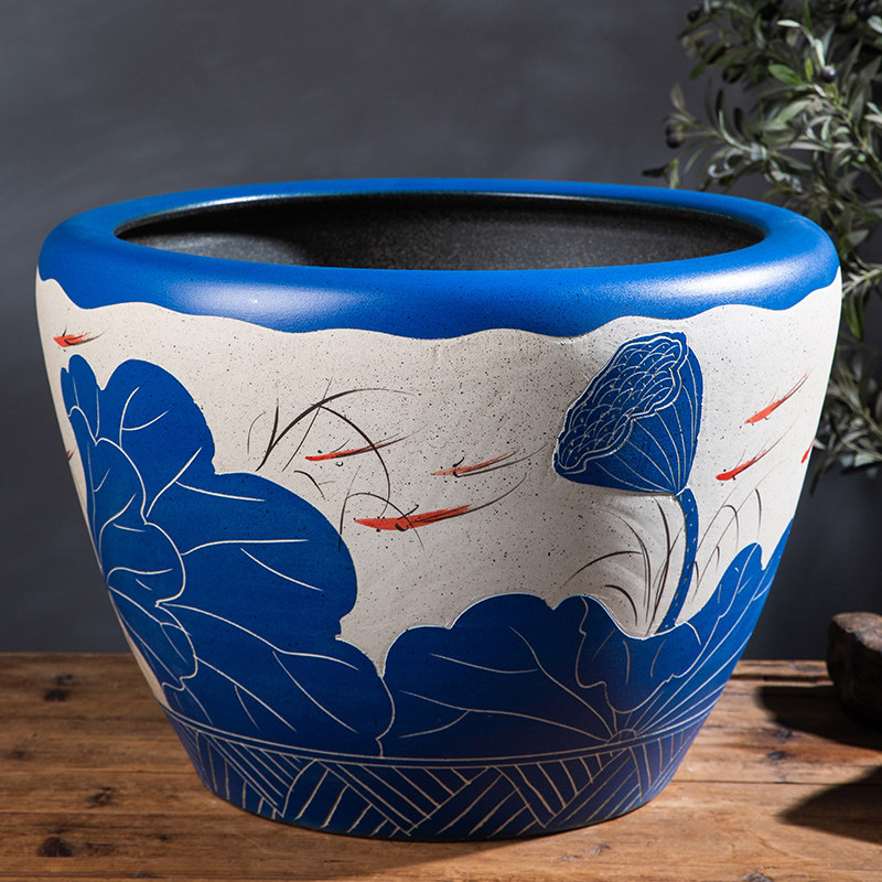 陶瓷金鱼缸睡莲荷花碗莲缸阳台养乌龟缸特大号庭院种树仿古大缸,淘宝优惠券,粉丝福利购,淘宝优惠卷