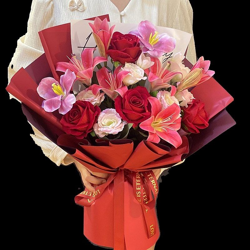 玫瑰结婚手捧假花开工演讲舞台会议毕业年会百合交车仿真花束颁奖,淘宝优惠券,粉丝福利购,淘宝优惠卷