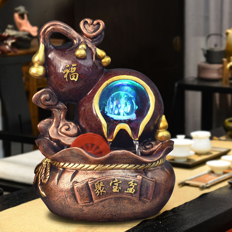 流水喷泉葫芦风车水轮球摆件客厅开业店铺吧台办公室桌面工艺礼品,淘宝优惠券,粉丝福利购,淘宝优惠卷