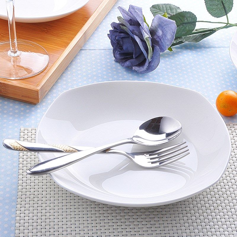 骨瓷 6-9英寸深方平方汤盘方形盘西餐盘牛排盘 碟子陶瓷菜盘饭盘,淘宝优惠券,粉丝福利购,淘宝优惠卷