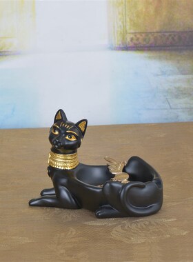 埃及猫摆件收纳神器头饰首饰盒便携杂物储物盒狗装饰品多功能整理