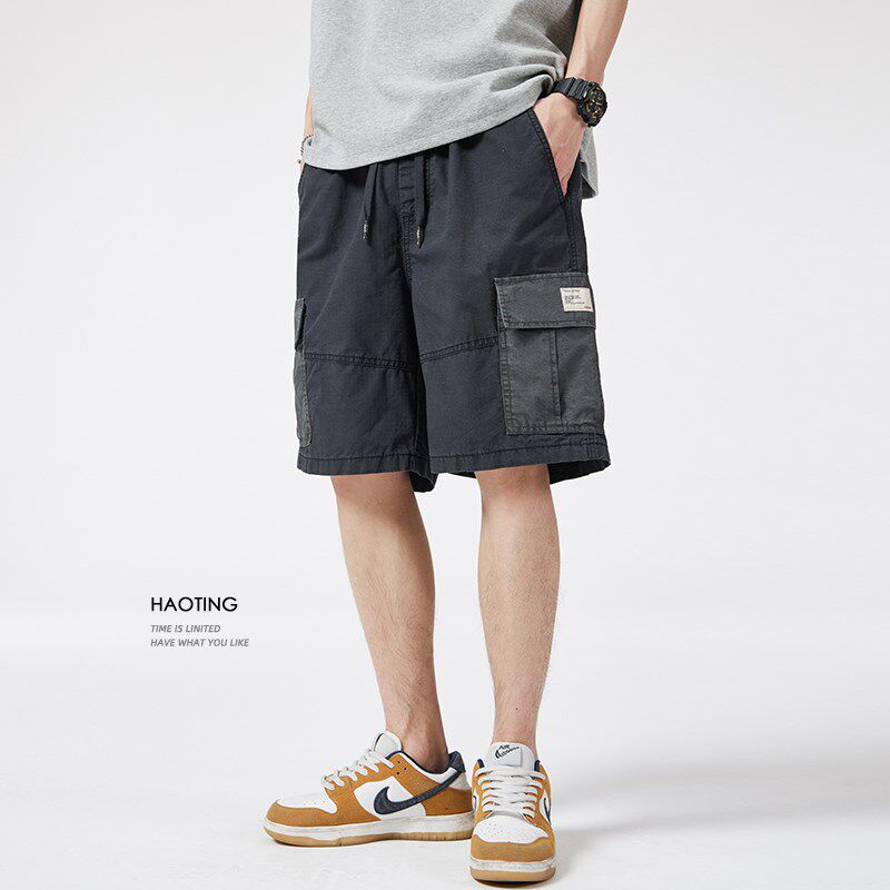 豪霆.多口袋工装短裤男士夏季宽松直筒松紧腰休闲五分裤复古中裤,淘宝优惠券,粉丝福利购,淘宝优惠卷