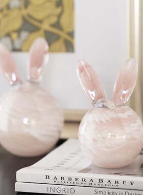 柏梵轻奢创意抽象琉璃兔子摆件高档桌面装饰摆件客厅酒柜书柜装饰