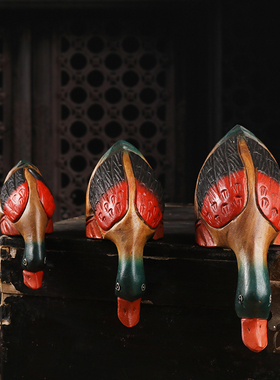 泰国创意木质喝水鸭子办公家居柜子摆设装饰 客厅装饰品摆件热卖