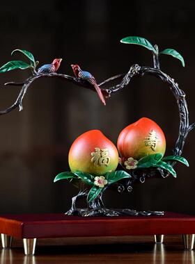 纯铜寿桃摆件大号老人生日礼物送长辈60六十八十大寿贺寿祝寿礼品
