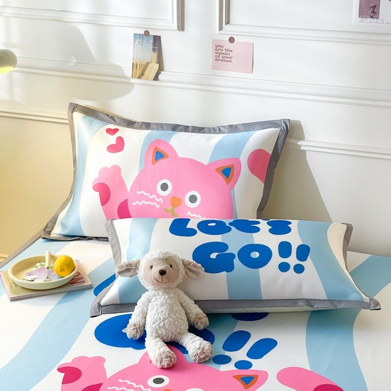 A类卡通大版花碳光冰丝席三件套宿舍可水洗折叠空调夏季2024新款,淘宝优惠券,粉丝福利购,淘宝优惠卷