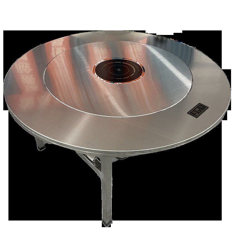 不锈钢圆桌火锅电磁炉一体内置转盘家用折叠餐桌圆形商用火锅桌子,淘宝优惠券,粉丝福利购,淘宝优惠卷