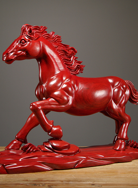 红花梨木雕马摆件实木质马到成功家居客厅办公室装饰红木工艺品