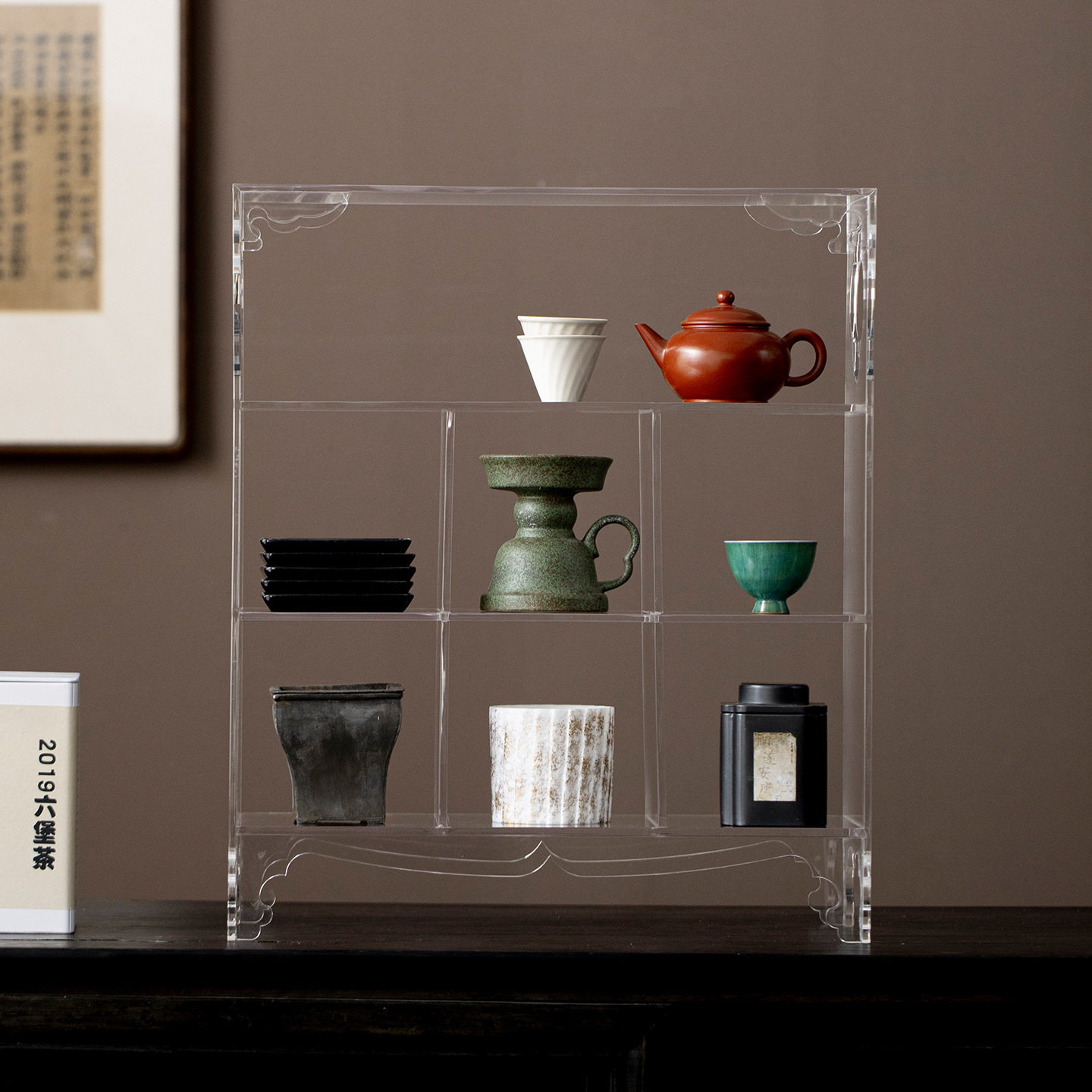 Miyan Acrylic Transparent Tea Set Display Storage Cabinet