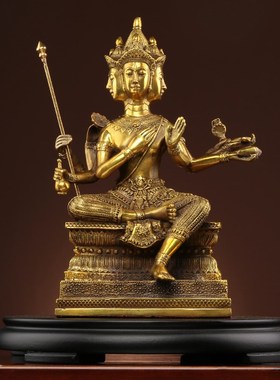 纯黄铜四面佛大梵天泰国像供奉佛像黄铜金属禅意风格招财装饰物品