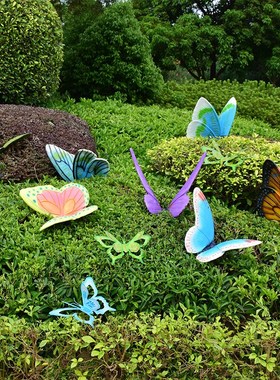 花园装饰假山造景庭院别墅景观落地树脂创意摆件园林仿真动物蝴蝶