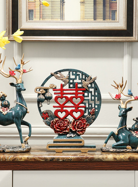 入户玄关装饰品招财鹿套装办公室客厅电视柜酒柜摆件结婚乔迁礼品