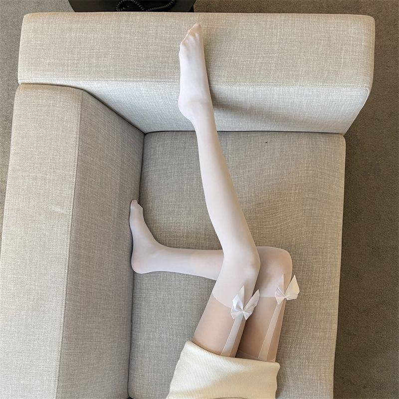 蝴蝶结半截丝袜女薄款蕾丝假吊带过膝长筒袜性感黑丝jk打底连裤,淘宝优惠券,粉丝福利购,淘宝优惠卷