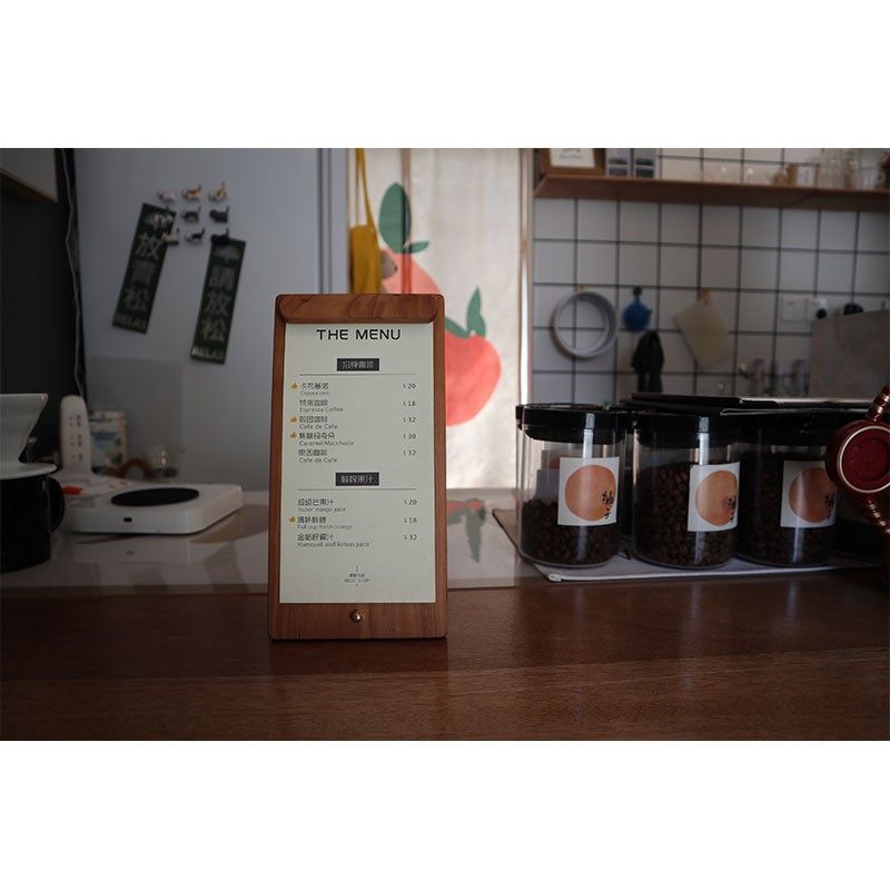 樱桃木立式展示牌实木菜单夹咖啡店吧台酒水单民宿前台展示夹,淘宝优惠券,粉丝福利购,淘宝优惠卷