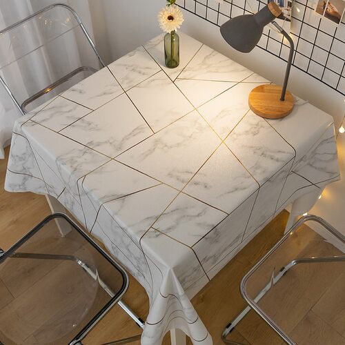 大理石pvc圆桌布 防水防油免洗防烫餐桌垫家用茶几台布长方形盖布 - 图2
