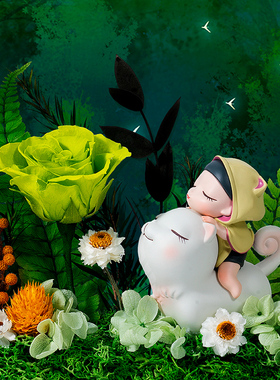 白夜童话猫将军办公室装饰摆件家居乔迁装饰送女生日礼物兔子摆件