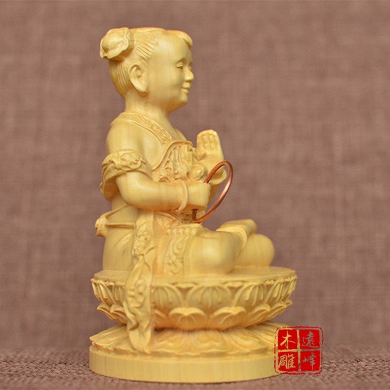 黄杨木雕实木雕刻哪吒三太子莲花太子中坛元帅精雕工艺品摆件4寸,淘宝优惠券,粉丝福利购,淘宝优惠卷