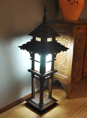 泰国工艺品摆件东南亚风格实木酒店落地灯木制庭院灯墙头灯围墙灯