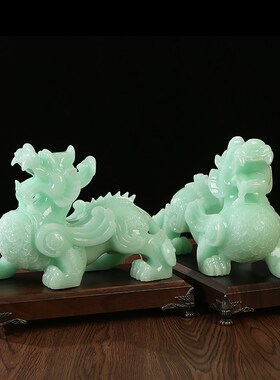 玉石霸王招财貔貅摆件客厅酒柜装饰品办公室桌面摆设店铺开业礼品