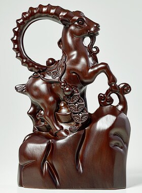 实木雕羊摆件十二生肖摆设公司领导领头羊办公室装饰乔迁开业礼品