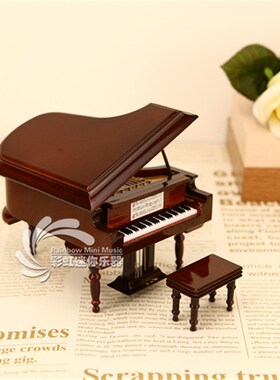 包邮多款木质竖式立式三角钢琴乐器模型摆件音乐盒八音盒创意礼盒