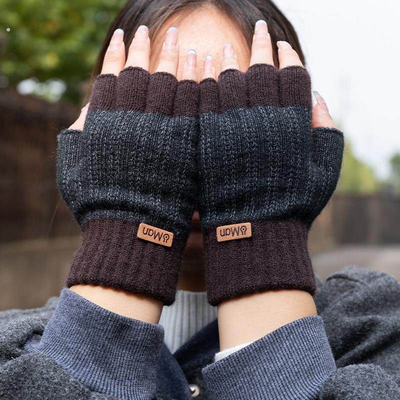 半指手套男士冬天保暖加绒加厚针织毛线露指学生写字骑行秋冬季男,淘宝优惠券,粉丝福利购,淘宝优惠卷