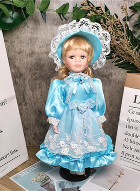 2021新款41CM田园欧式出口陶瓷娃娃卧室客厅个性摆件生日节日礼品