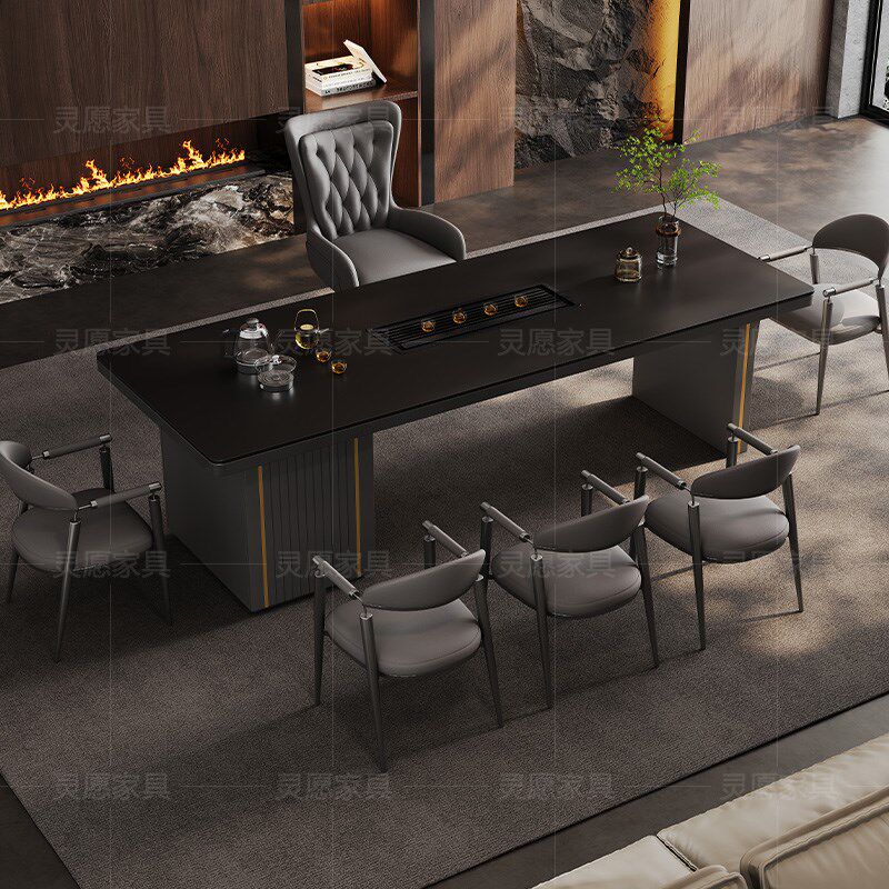 实木岩板茶桌椅组合轻奢现代办公泡茶台高级感接待桌阳台泡茶桌子,淘宝优惠券,粉丝福利购,淘宝优惠卷