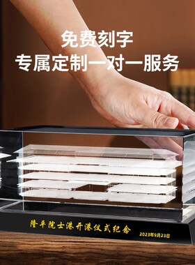 水晶内雕定制摆件激光3d工程竣工学校医院大楼建筑三维模型纪念品