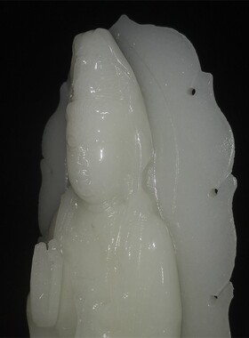 家用供奉阿富汗白玉石南海观音坐莲佛像普贤菩萨站立摆件客厅桌面