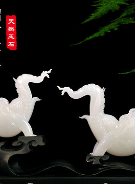 玉石招财大象摆饰中式客厅玄关办公室桌面酒柜装饰品一对店铺开业