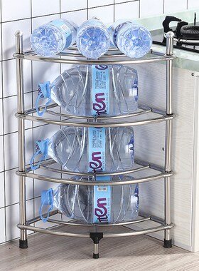 不锈钢厨房置物架三角架落地储物架多层收纳架子放锅架家用省空间